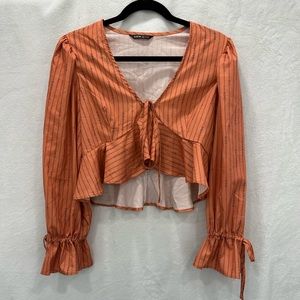 Long Sleeve Tie Crop Top